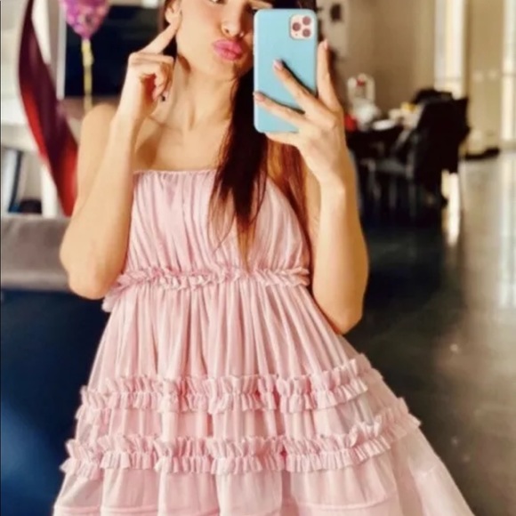 Zara ruffled tulle pink dress - Picture 9 of 11